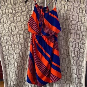 Windsor - blue and orange stripe halter dress
